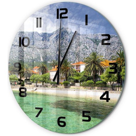 Horloge Murale Ronde Cadeau Original Verre Silencieuse pour Maison Salon Plage en Croatie fi 60 cm (1/5)