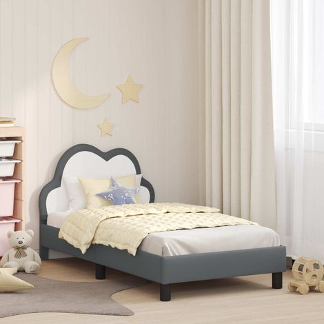 Kinderbettgestell mit Kopfteil Hellgrau 80 x 160 cm PU (1/5)