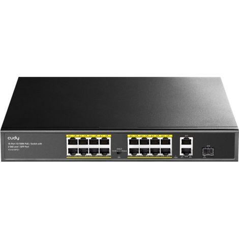 Cudy FS1018PS1 commutateur réseau Fast Ethernet (10/100) Alimentation via Ethernet (PoE) Gris (1/2)