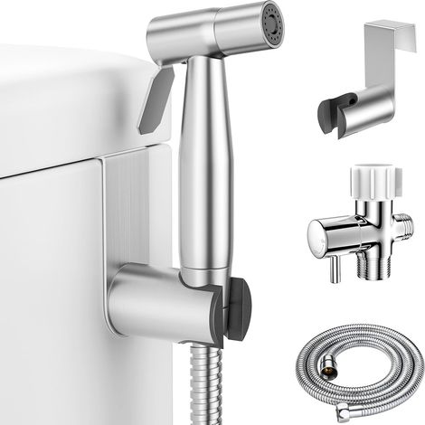 Pulvérisateur Bidet Portable, Jet Réglable, Tuyau Acier Inoxydable, Lavage Féminin, pour Toilette (1/4)