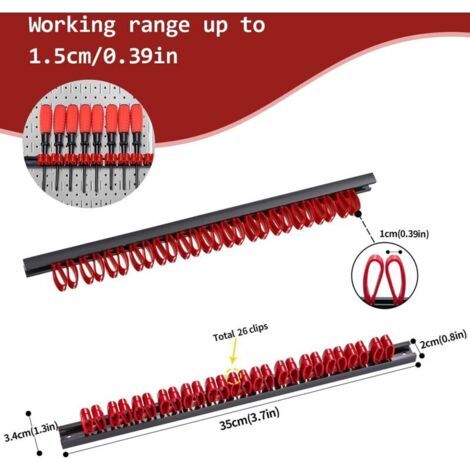 FENOPLASTICA4PCS Support Tournevis,Rangement Tournevis,35cm Barres pour Porte Outils Mural pour Maison Garage Atelier(Rouge)