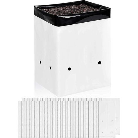 Lot de 50 sacs de culture de 5 gallons, contenants noirs et blancs (1/5)