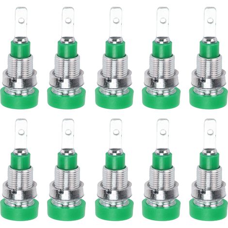 10 fiches banane en laiton 2mm, connecteurs de panneau pour équipements électroniques industriels, vert (1/5)