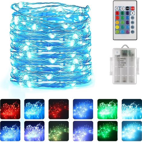 10 m lange Lichterkette mit 100 farbigen LEDs18 mehrfarbige Lichterketten mit Fernbedienung für drinnen, silberfarben, für Schlafzimmer, draußen, Weihnachtsfeiern und Garten (1/5)