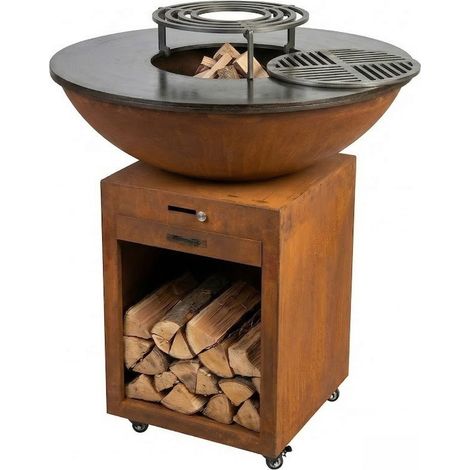Barbecue OBSIDIAN BRASERO acier corten Ø100 cm - plancha 10 mm