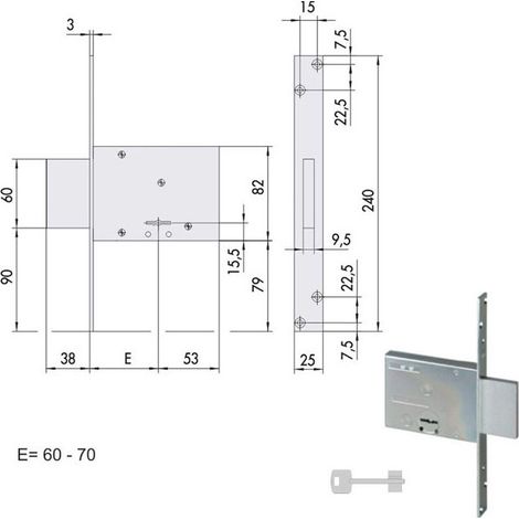 CERRADURA DE DOBLE PLACA REJILLAS ART. 57013 CISA E60