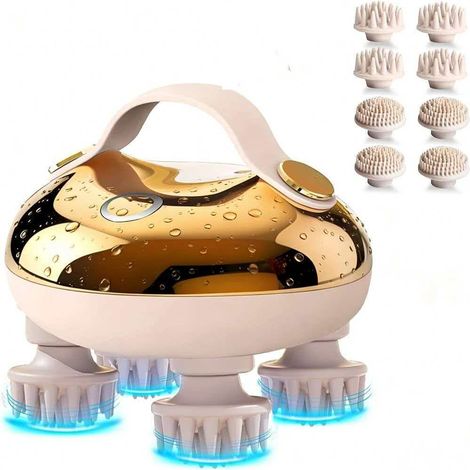 Masseur de tête électrique, masseur de tête étanche avec embouts en silicone de rechange pour la pousse des cheveux, masseur portatif pour la relaxation du cuir chevelu et la réduction du stress (1/5)