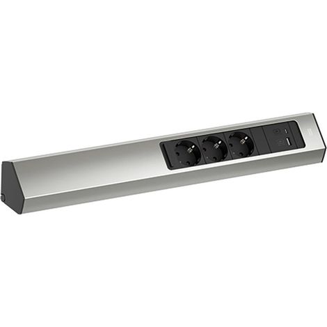 BACHMANN CASIA 2 3xCEE7/3 1xUSB A/C 22W 2,0m AEH Edelstahl-Optik, 932.006