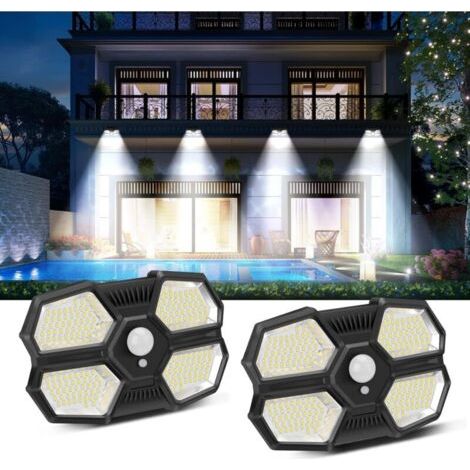 Lampe Solaire Extérieur, Projecteur LED Exterieur Detecteur de Mouvement 180 LED, Lampe Solaire 3 Modes avec Détecteur de Mouvement IP65 Étanche pour Garage Jardin Clôture - 2pcs (1/4)
