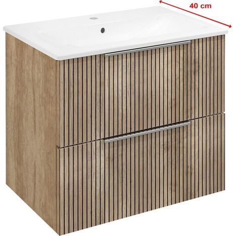 CIRASA STRIP Meuble sous-vasque 58x54x39cm, chêne Alabama (1/4)