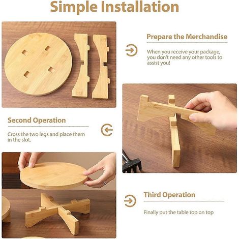 Lot de 3 supports à plantes en bois pour intérieur et extérieur, rehausseurs ronds en bois pour la décoration (1/5)