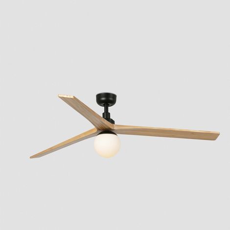 KLIM L, Ventilateur de Plafond avec Lumière, Faro Barcelona - Corpo: Nero - Colore Pale: Rovere Chiaro (1/5)