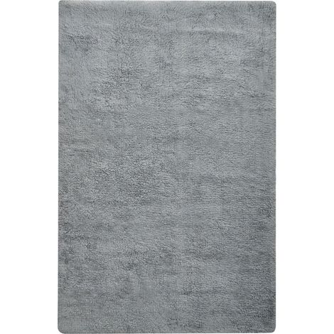 Tapis de Bain Moderne en Coton 60 x 90 cm Rectangulaire Accessoire Salle de Bain Gris Goela (1/5)