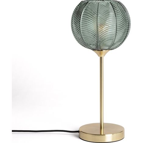 Efectoled – Lampe à poser métal et verre Klimt vert – Dimensions 455mm x Ø200mm – Compatible ampoules E27 RGB – Garantie 3 ans
