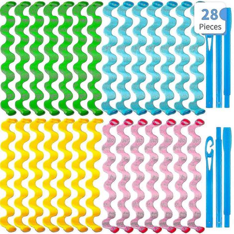 Lot de 28 bigoudis spirales pour cheveux ondulés sans chaleur, 25 cm (1/5)
