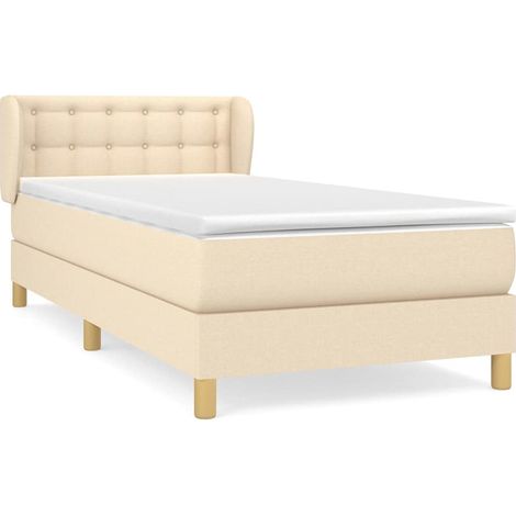 Maison Exclusive - Sommier à lattes de lit avec matelas Crème 80x200 cm Tissu (1/5)