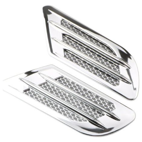 2Pcs Autocollant de Grille D'aération Latérale de Voiture, Couvercle de Trou D'évent de Grille D'admission D'air Ventilation, Filet Autocollant Décoratif Universel pour Côté Voiture(Argent) (1/5)