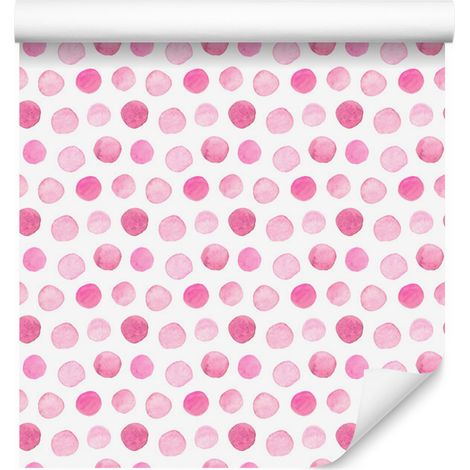 Papel pintado de puntos rosas acuarela para salón y dormitorio, 50x1000 cm. (1/5)