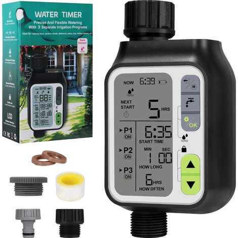 ZOLGINAH Minuterie D'irrigation Automatique,Minuterie Arrosage Automatique pour Jardin,Programmateur Arrosage Automatique,avec Fonction de Verrouillage Enfant,Imperméable,Grand Écran LCD (1/5)