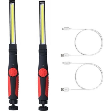 Set mit 2 wiederaufladbaren LED-Arbeitsleuchten, magnetische Motorraumleuchte, akkubetriebene, kabellose COB-Arbeitsleuchte für Grillen, Autoreparaturen, Inspektionen, Werkstätten und Notfälle – Crezu (1/4)