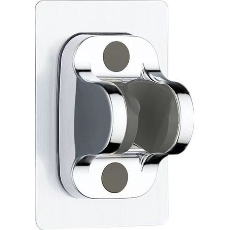 Support de pommeau de douche en plastique réglable pour salle de bain avec bâton adhésif, 2 pièce（argent） (1/5)