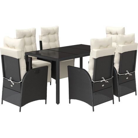 Maison Exclusive - Set da Pranzo da Giardino 7 pz Nero con Cuscini in Polyrattan (1/5)