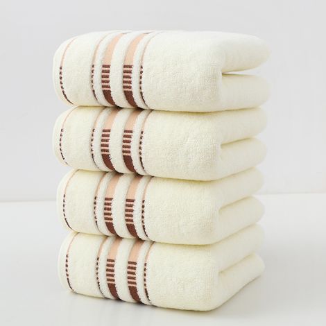 Serviette de bain adulte en pur coton, douce et ultra-absorbante, lot de 4, beige/75 x 35 cm (1/3)