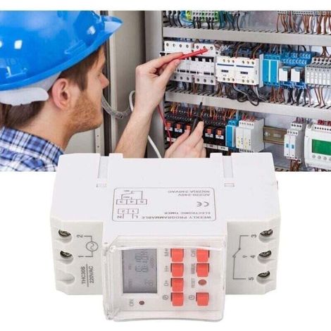 Programmatore timer per scaldabagno elettrico Bardusch, interruttore orario, interruttore timer digitale da 30 A con display LCD da 1 secondo, relè timer digitale da 220 V (1/3)