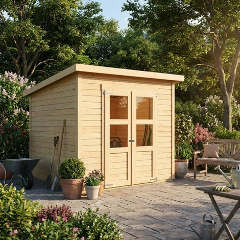 Abri Jardin Bois Brut 5.2m² Merseburg 5 Karibu Toit Plat (1/5)