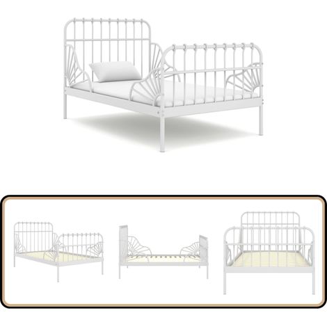 Ausziehbett Weiß Metall 80x130/200 cm - Metallbett - Bettgestell - Ausziehbett - Doppelbett - Einzelbett