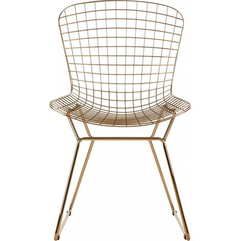 Interiors by Premier Gold Metal Grid Frame Wire Chair, Comfortable Seating Garden Wire Chair, Easy Cleaning Wire Frame (1/5)