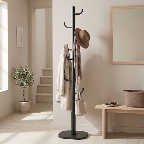 Porte-Manteau sur Pied en Forme de Cactus, Charge 40 kg, 40 x 40 x 175,8 cm, Noir (1/5)