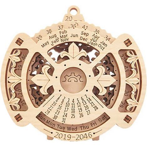 Calendrier mural 2021 perpétuel en bois suspendu réglable pour maison bureau école (1/5)