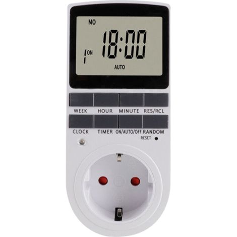 Minuteur numérique pour éclairage, prise programmable avec écran LCD, 10 programmes de commutation, minuterie 24 heures et 7 jours, économie d'énergie, prise enfichable pour appareils électriques, pri (1/5)