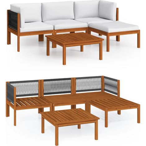 Maison Exclusive - 5-tlg. Garten-Lounge-Set mit Kissen Cremefarbe