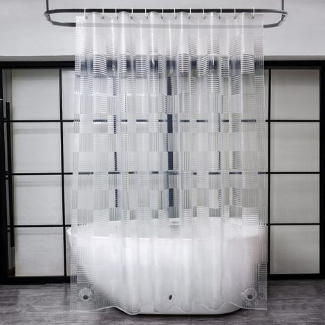 Duschvorhang 180x220 Wasserdicht Antischimmel mit 3D Muster & Magneten (1/5)