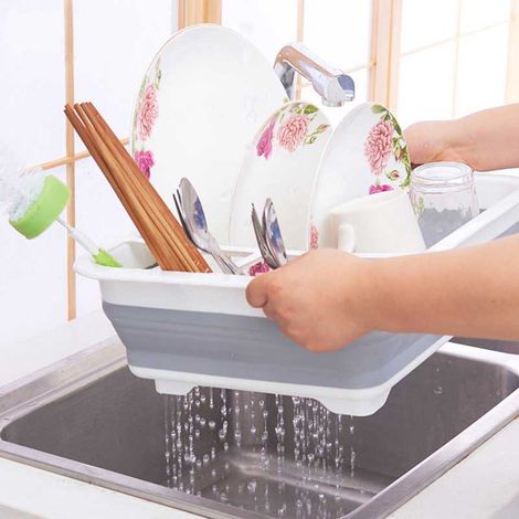 Scolapiatti Pieghevole Scola Posate in Plastica Silicone Colapiatti salvaspazio (1/5)