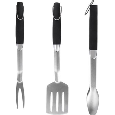 Ensemble barbecue en acier inoxydable - Fourchette à barbecue d'extérieur - Pince à barbecue multifonctionnelle - Spatule à barbecue professionnelle - Kit d'ustensiles de barbecue - Outils de barbecue (1/4)