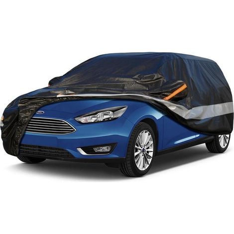 Autoabdeckung 10 Schichten Wasserdicht Atmungsaktiv für Ford Focus (1999-2023) Schwarz (1/5)