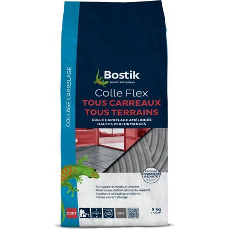 Bostik – Colle pour carrelage 5kg – Réduction de poussière 90% – Pour carreaux jusqu'à 60x60 cm – Compatible tous supports