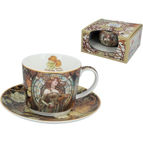 Taza y platillo - Inspirados en las pinturas de A. Mucha (Carmani) (1/5)