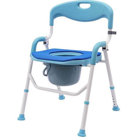 100kg Toilettenstuhl mit WC-Eimer Duschstuhl Toilettensitz Toilettenhilfe, kann als Toilette, Stuhl oder Duschsitz, Blau