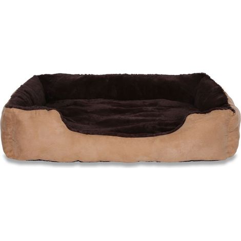 lionto Hundebett, Hundekissen, Hundekörbchen mit Wendekissen, Größe (XL) 90x70 cm Farbe braun/beige