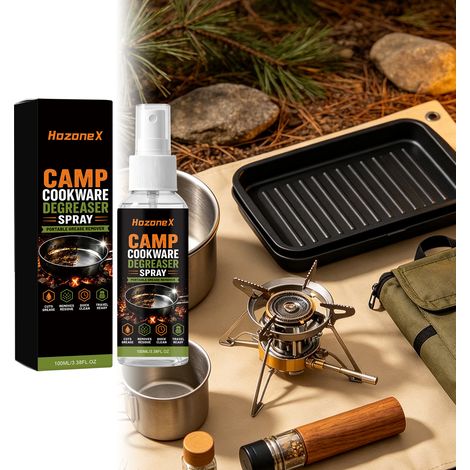 Fettlöserspray für Campingkochgeschirr, reinigt verschiedene Metallkochgeschirre, kompakt und tragbar – 100 ml -- DE (1/5)