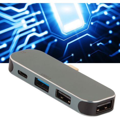 Hub USB C 5 en 1 avec Port de Charge PD, Fonction Branchement à Chaud, Alliage d'Aluminium Argenté pour Tablette (1/5)