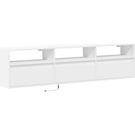 Mobile TV multimediale scaffale per televisione televisione buffet sala da pranzo soggiorno camera da letto a parete con LED 180 x 31 x 45 cm bianco 020027815
