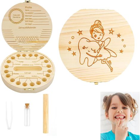 Boîte Rangement Dents de Lait Bois, Souvenir Cadeau (1/5)