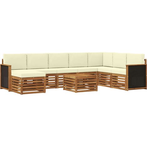 Outdoor-Sofagarnitur 7 Stk. Natur und Creme vidaXL (1/5)