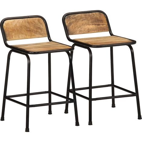 Bar Stools 2 pcs 46x35.5x70 cm Solid Wood Rough Mango vidaXL (1/5)