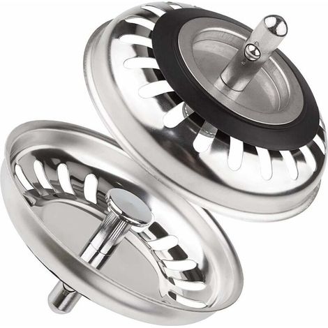 Lot de 2 bouchons d\'évier de cuisine en acier inoxydable, passoire d\'évier de cuisine universelle 79,3 mm pour cuisine et salle de bain (1/5)